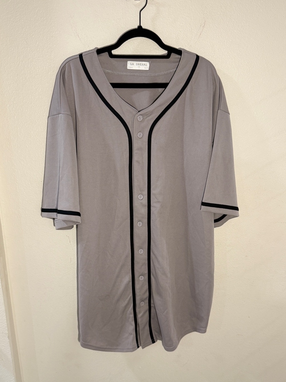 Men’s Gray Baseball Jersey with Black Trim